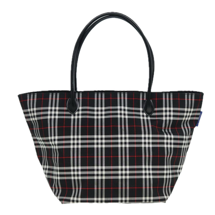 BurberrySs Blue Label Tote Bag Nylon Black Silver Auth ti1960