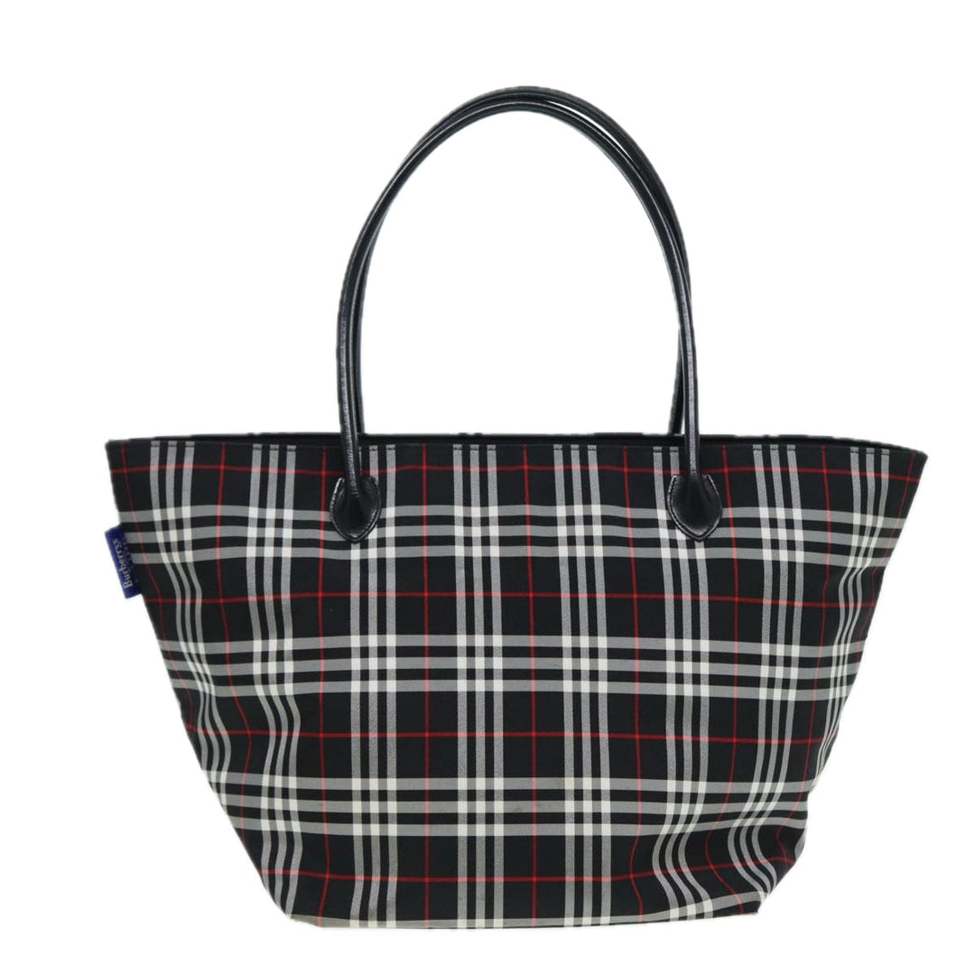 BurberrySs Blue Label Tote Bag Nylon Black Silver Auth ti1960