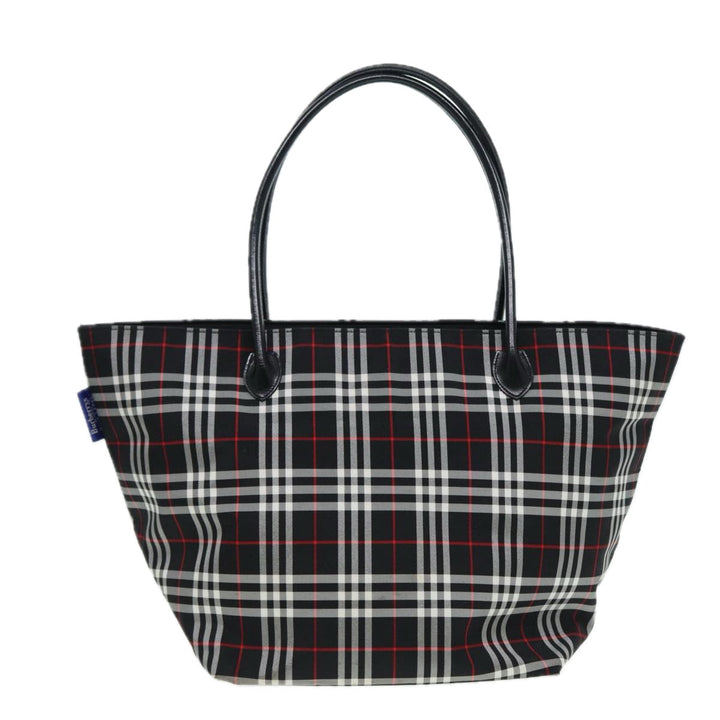 BurberrySs Blue Label Tote Bag Nylon Black Silver Auth ti1960