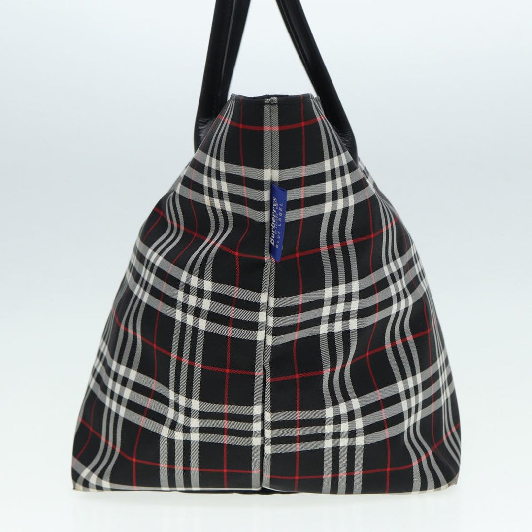 BurberrySs Blue Label Tote Bag Nylon Black Silver Auth ti1960