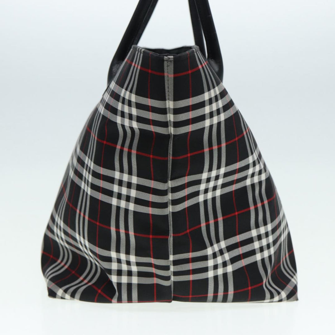 BurberrySs Blue Label Tote Bag Nylon Black Silver Auth ti1960