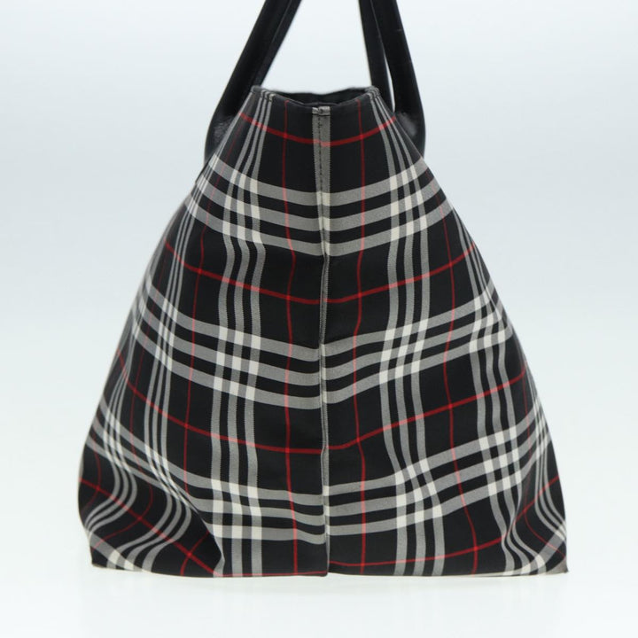 BurberrySs Blue Label Tote Bag Nylon Black Silver Auth ti1960
