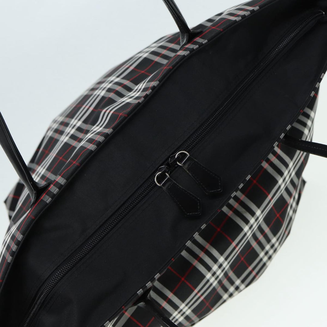 BurberrySs Blue Label Tote Bag Nylon Black Silver Auth ti1960