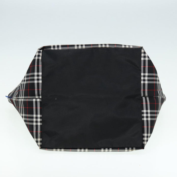 BurberrySs Blue Label Tote Bag Nylon Black Silver Auth ti1960