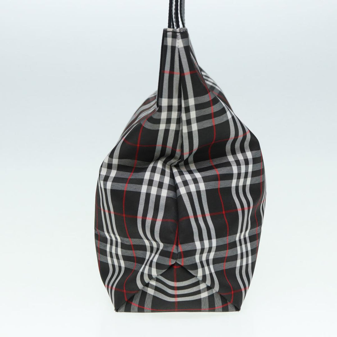 Burberry Nova Check Tote Bag Nylon Black Silver Auth ti1963