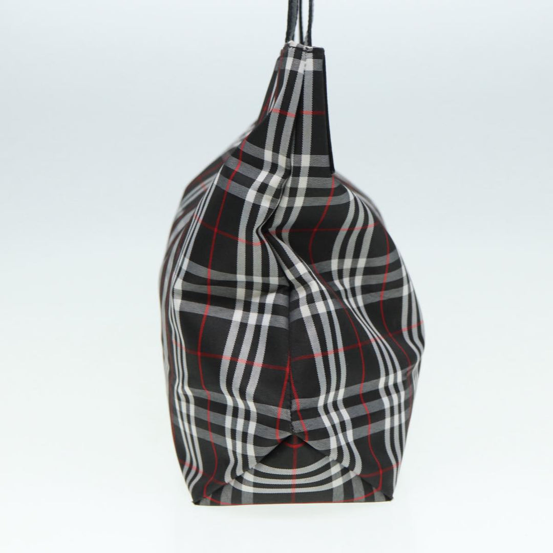 Burberry Nova Check Tote Bag Nylon Black Silver Auth ti1963