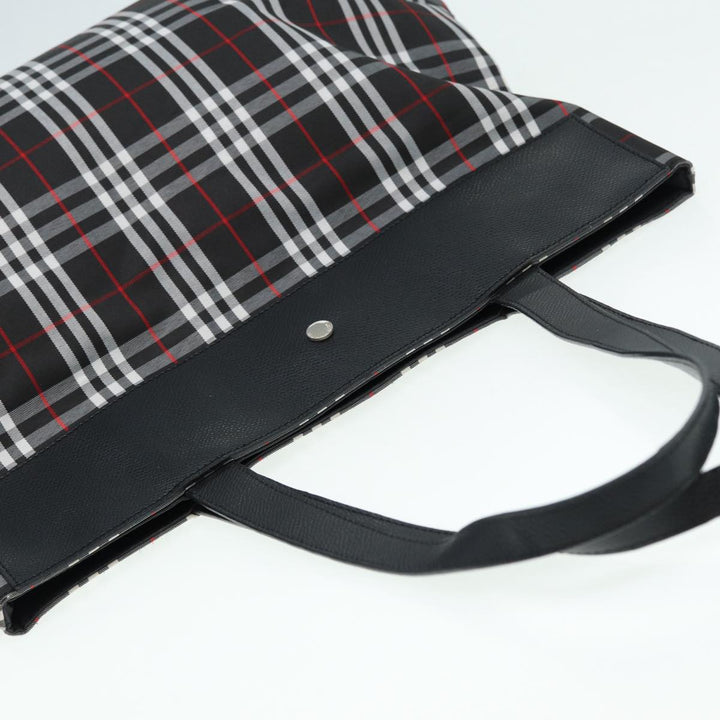 Burberry Nova Check Tote Bag Nylon Black Silver Auth ti1963