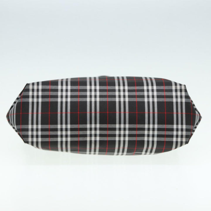 Burberry Nova Check Tote Bag Nylon Black Silver Auth ti1963