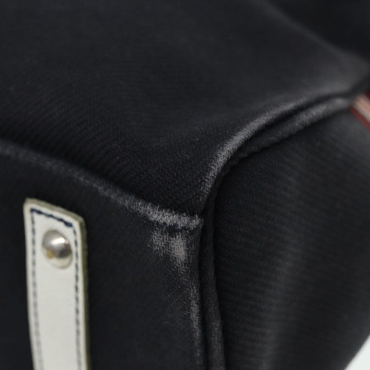 Burberry Blue Label Hand Bag Canvas Leather Black White Auth ti1969
