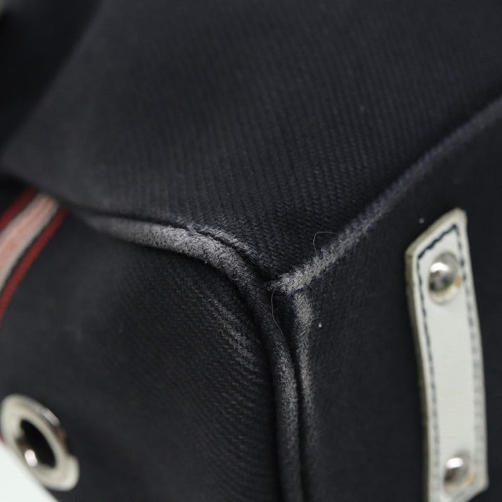 Burberry Blue Label Hand Bag Canvas Leather Black White Auth ti1969