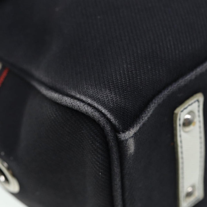 Burberry Blue Label Hand Bag Canvas Leather Black White Auth ti1969