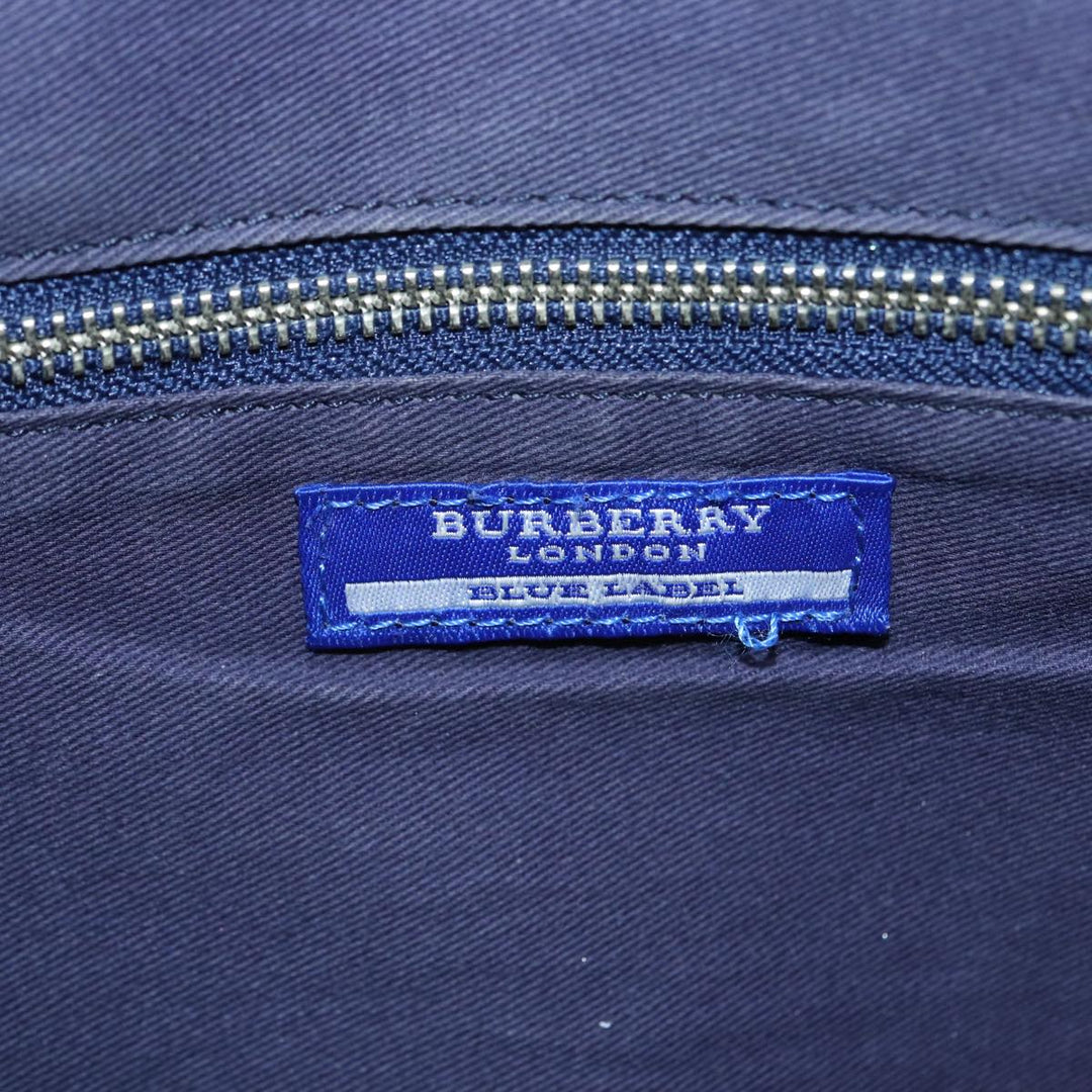 Burberry Blue Label Hand Bag Canvas Leather Black White Auth ti1969