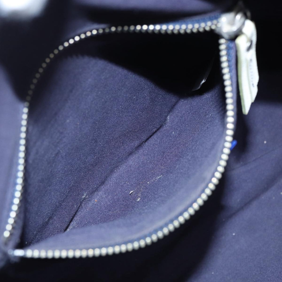 Burberry Blue Label Hand Bag Canvas Leather Black White Auth ti1969