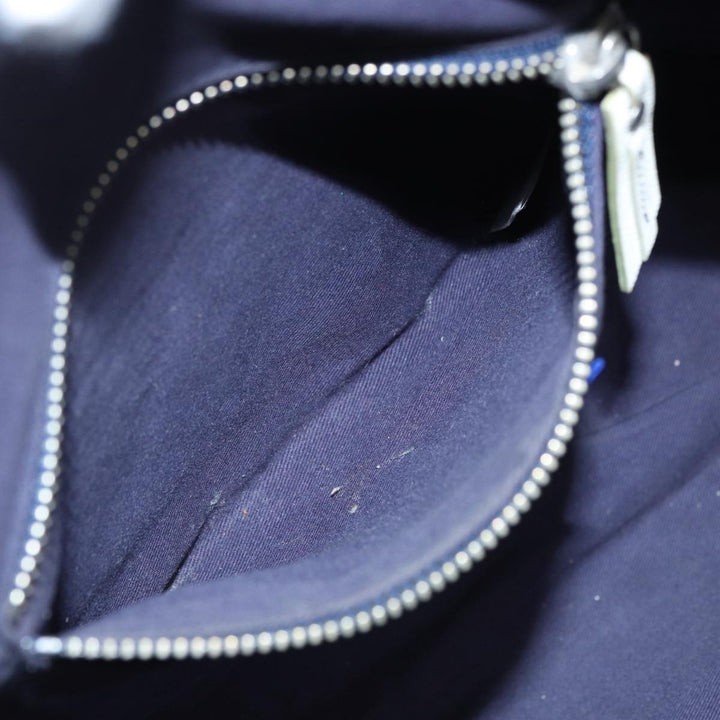 Burberry Blue Label Hand Bag Canvas Leather Black White Auth ti1969
