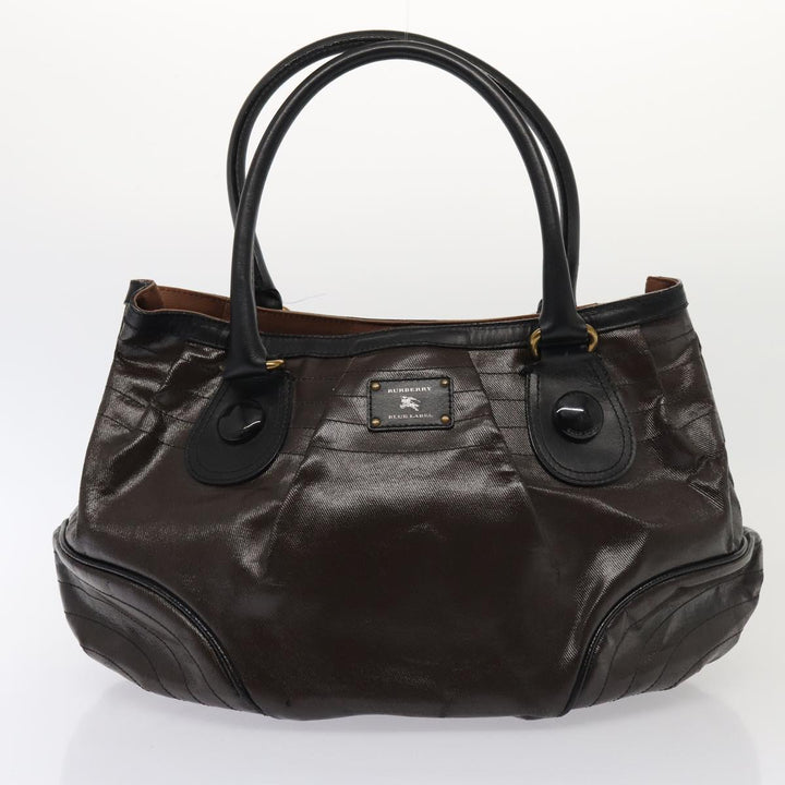 Burberry Blue Label Hand Bag Coated Canvas 2Set Black Brown Auth ti1977
