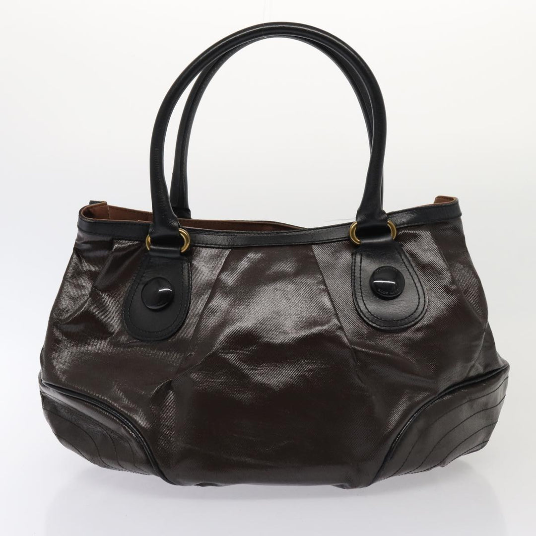 Burberry Blue Label Hand Bag Coated Canvas 2Set Black Brown Auth ti1977