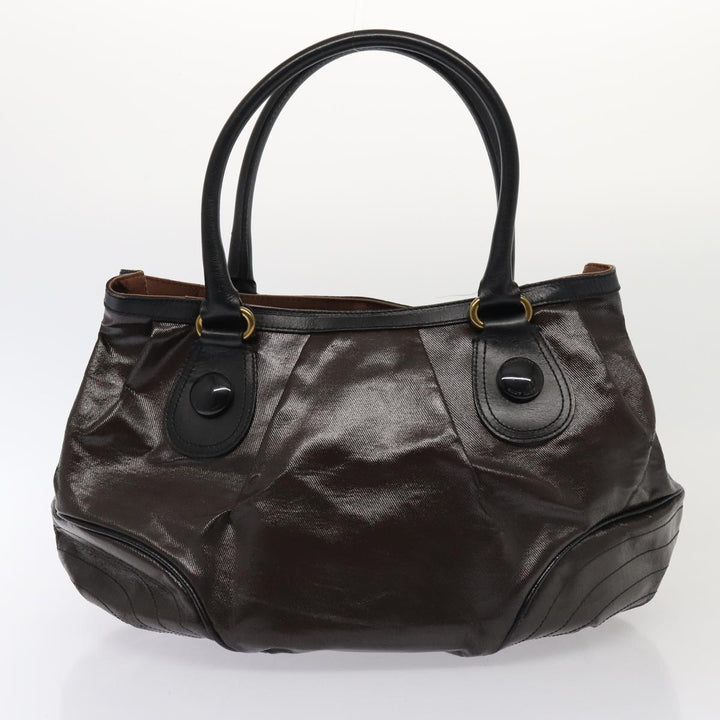 Burberry Blue Label Hand Bag Coated Canvas 2Set Black Brown Auth ti1977