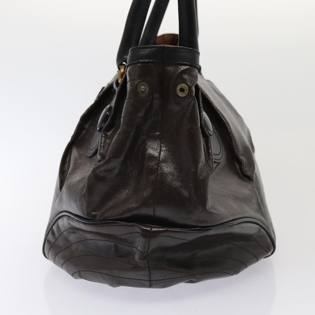 Burberry Blue Label Hand Bag Coated Canvas 2Set Black Brown Auth ti1977