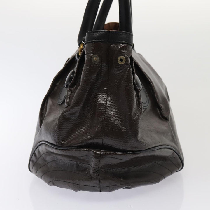 Burberry Blue Label Hand Bag Coated Canvas 2Set Black Brown Auth ti1977