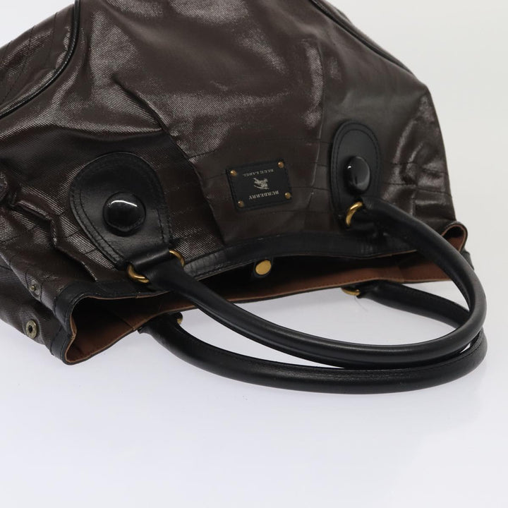 Burberry Blue Label Hand Bag Coated Canvas 2Set Black Brown Auth ti1977