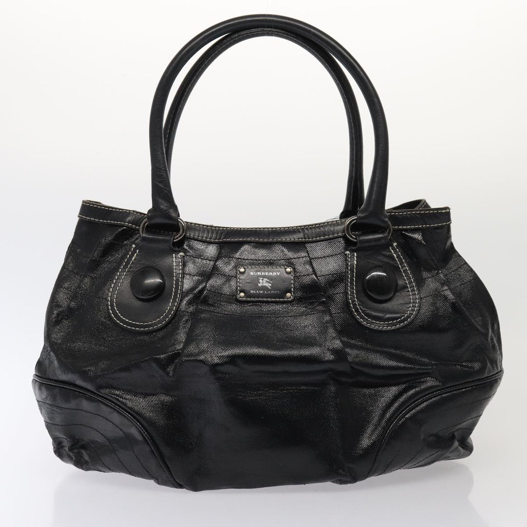 Burberry Blue Label Hand Bag Coated Canvas 2Set Black Brown Auth ti1977