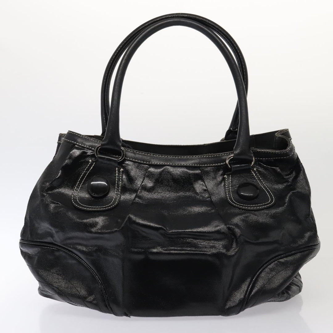 Burberry Blue Label Hand Bag Coated Canvas 2Set Black Brown Auth ti1977