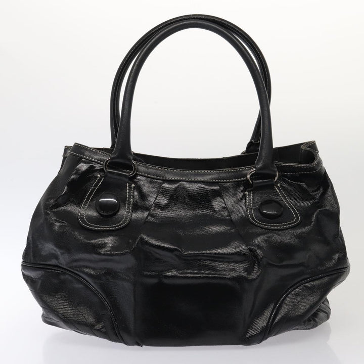 Burberry Blue Label Hand Bag Coated Canvas 2Set Black Brown Auth ti1977