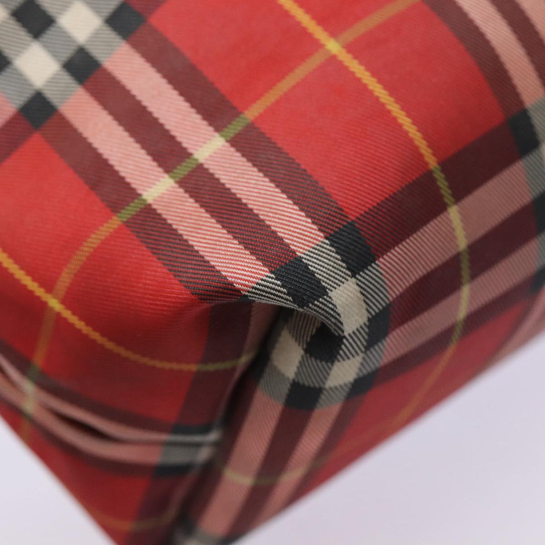 Burberry Nova Check Hand Bag Nylon Red Auth ti1985