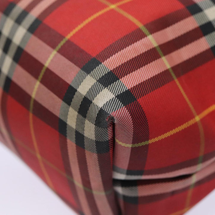Burberry Nova Check Hand Bag Nylon Red Auth ti1985