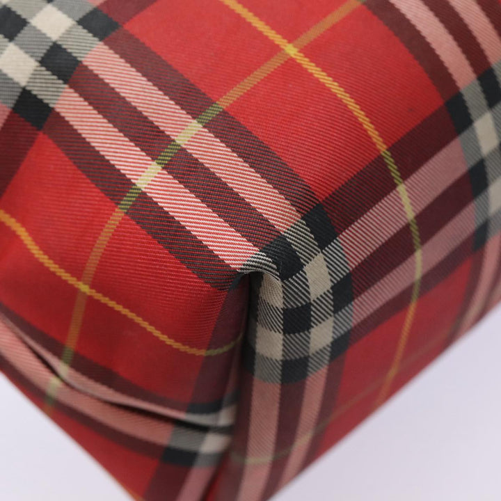 Burberry Nova Check Hand Bag Nylon Red Auth ti1985