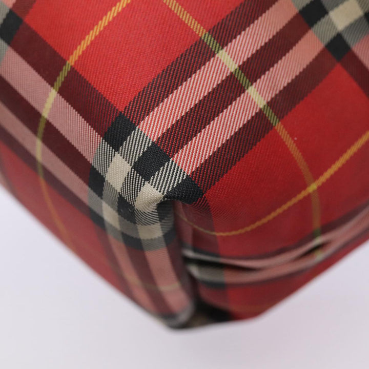 Burberry Nova Check Hand Bag Nylon Red Auth ti1985