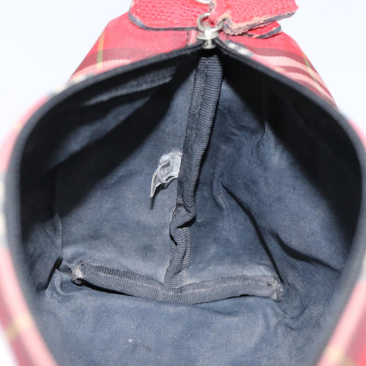 Burberry Nova Check Hand Bag Nylon Red Auth ti1985