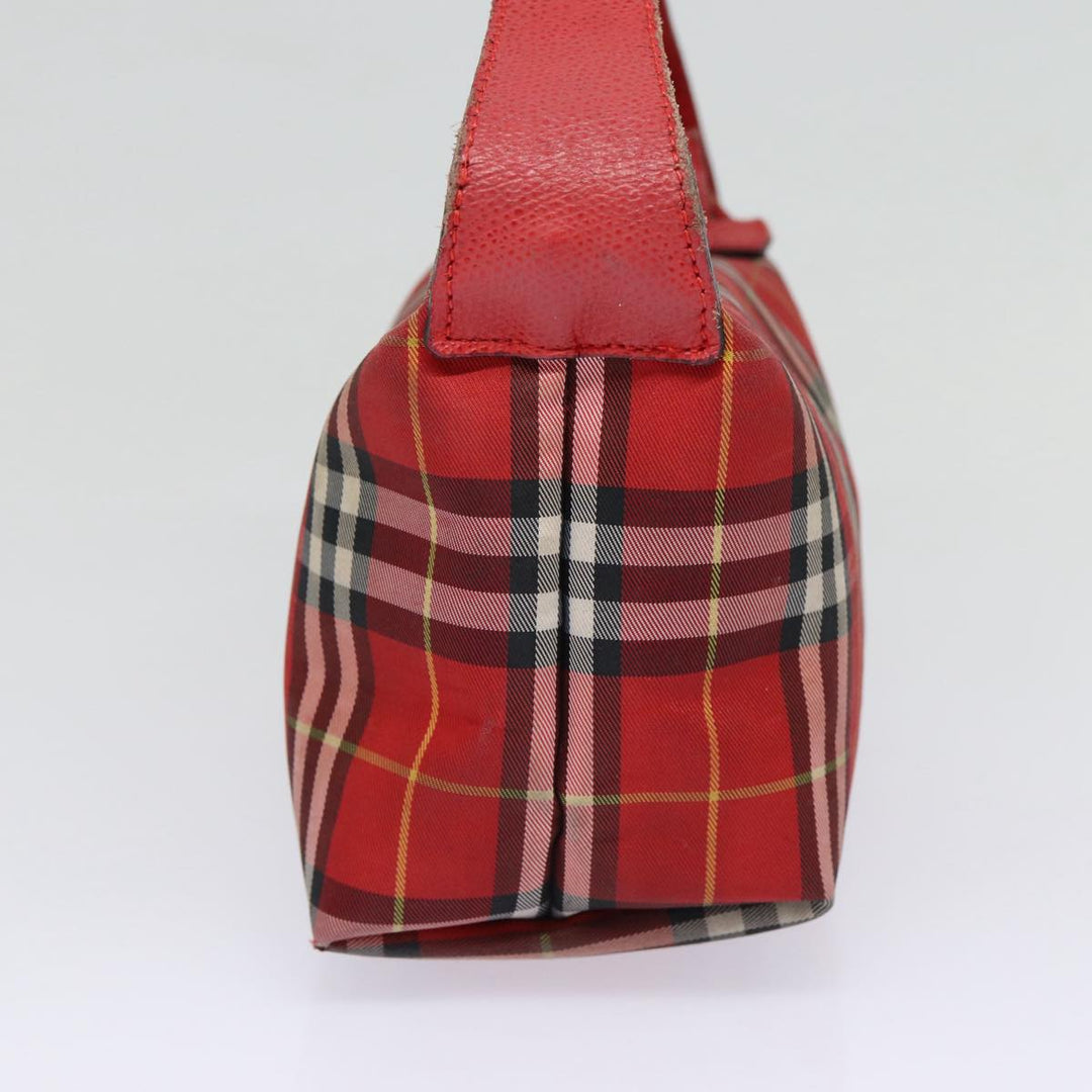 Burberry Nova Check Hand Bag Nylon Red Auth ti1985