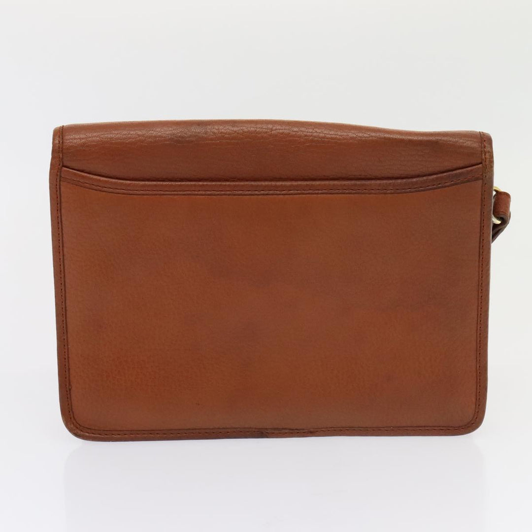 BurberrySs Clutch Bag Leather 2Set Brown Auth ti1987