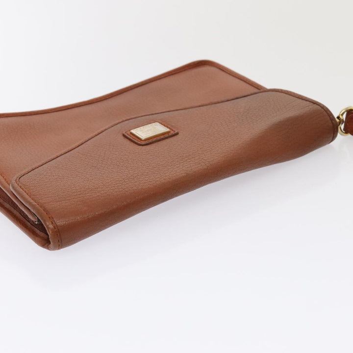 BurberrySs Clutch Bag Leather 2Set Brown Auth ti1987