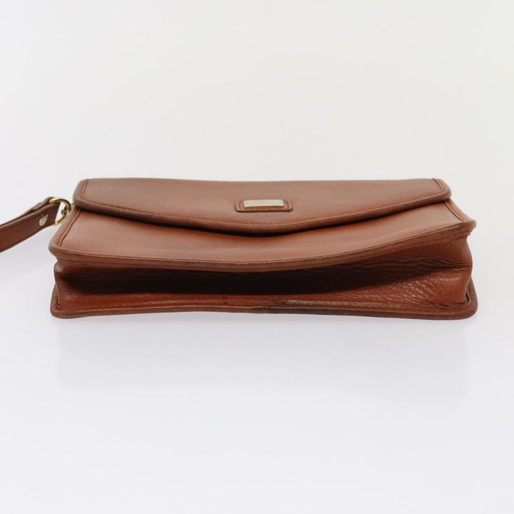 BurberrySs Clutch Bag Leather 2Set Brown Auth ti1987
