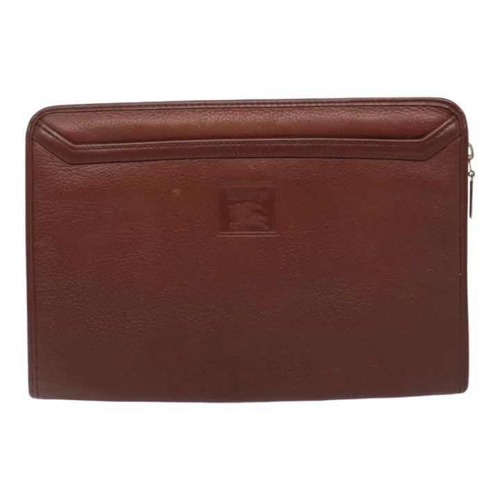 BurberrySs Clutch Bag Leather 2Set Brown Auth ti1987