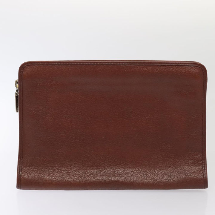BurberrySs Clutch Bag Leather 2Set Brown Auth ti1987