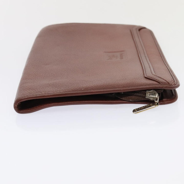 BurberrySs Clutch Bag Leather 2Set Brown Auth ti1987