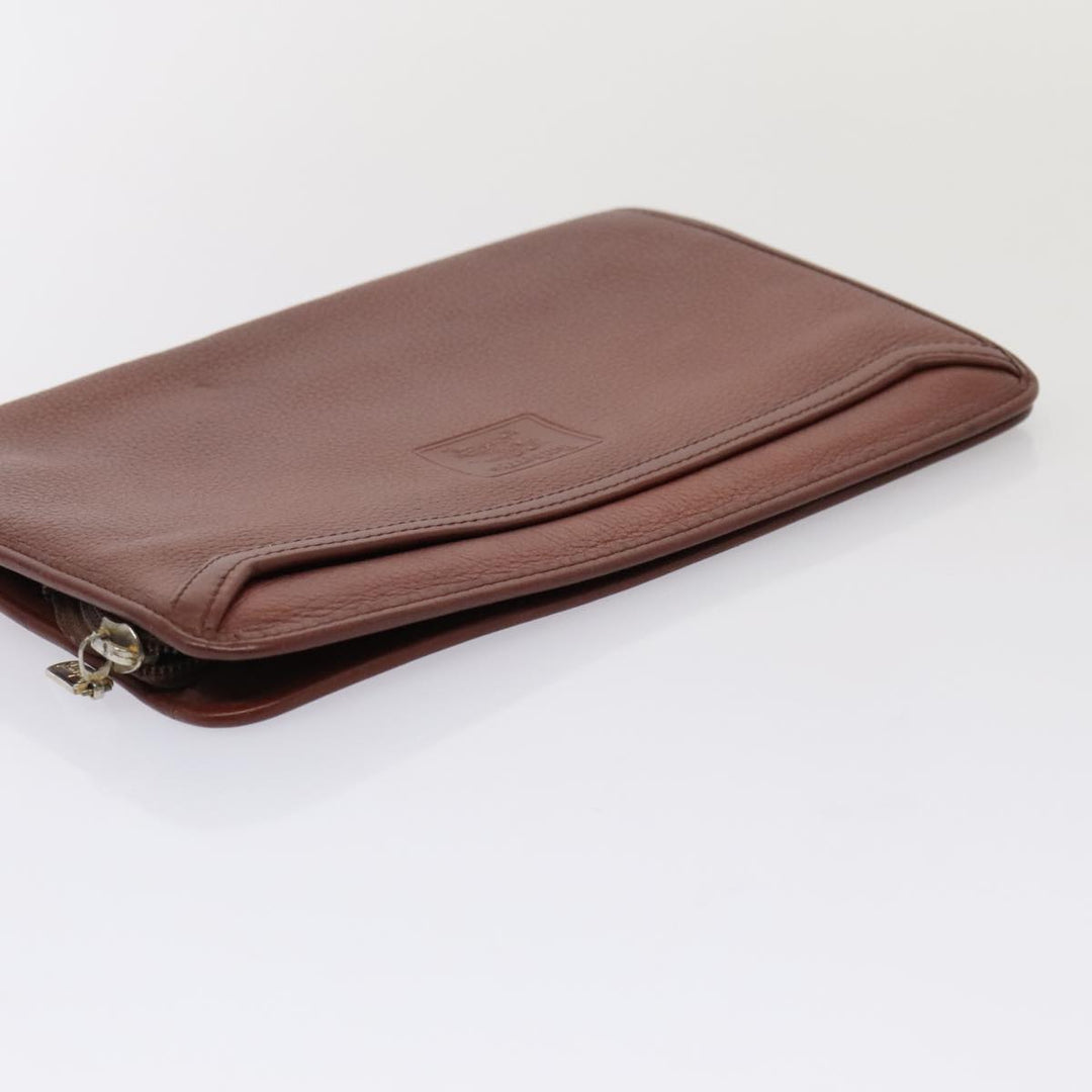 BurberrySs Clutch Bag Leather 2Set Brown Auth ti1987