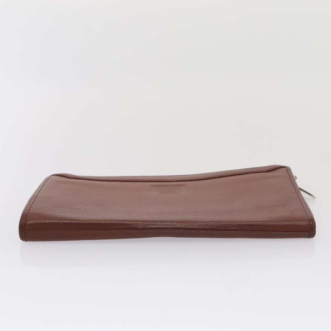 BurberrySs Clutch Bag Leather 2Set Brown Auth ti1987
