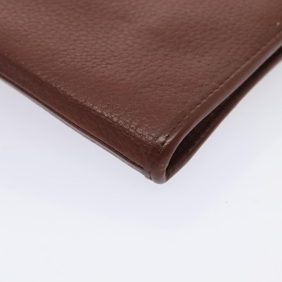 BurberrySs Clutch Bag Leather 2Set Brown Auth ti1987