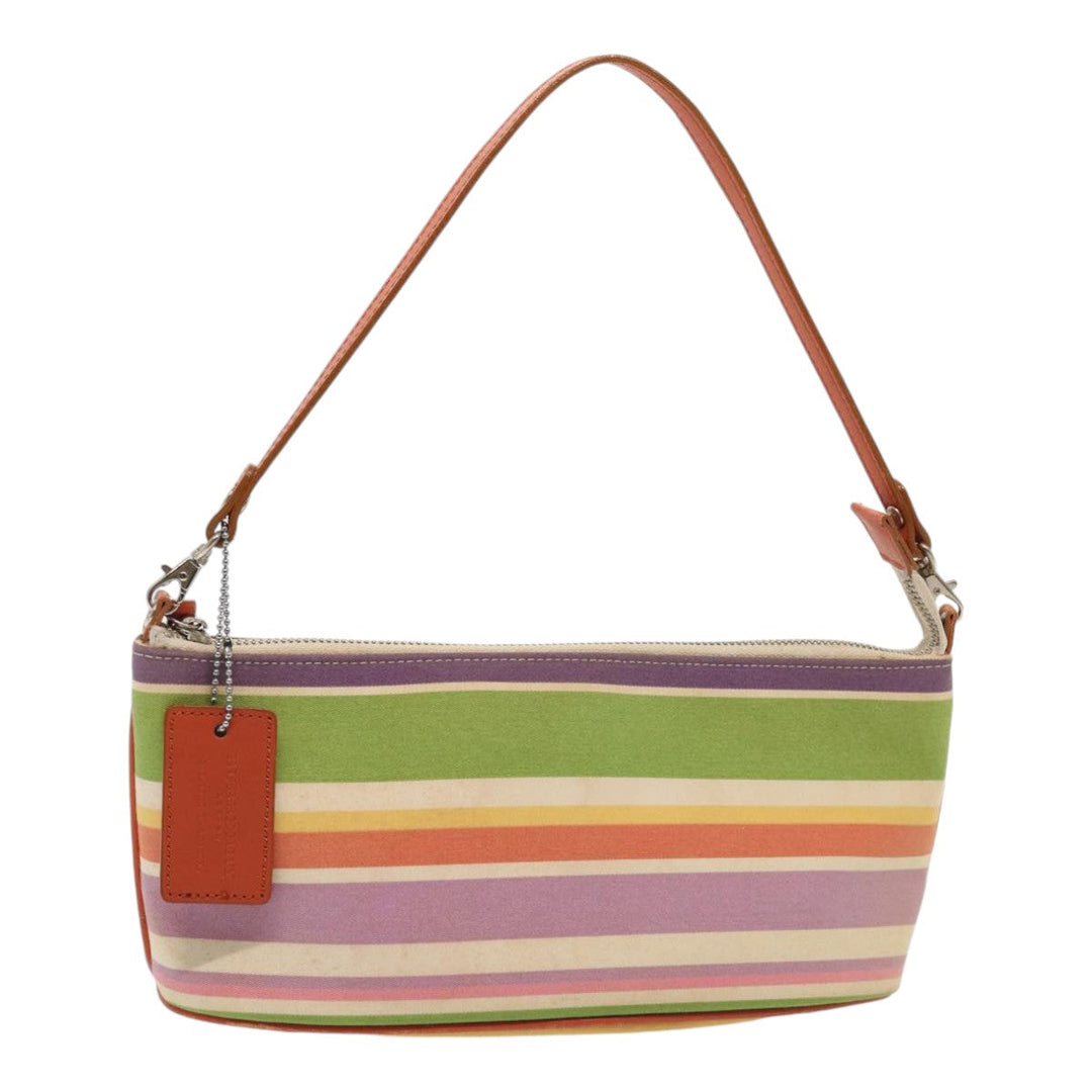 Burberry Nova Check Blue Label Hand Bag Canvas Orange Purple Auth ti1989