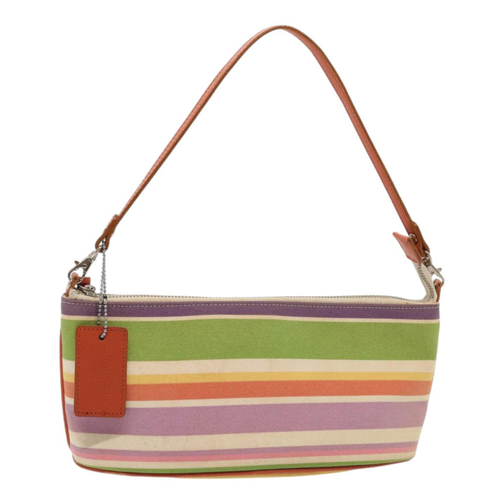 Burberry Nova Check Blue Label Hand Bag Canvas Orange Purple Auth ti1989