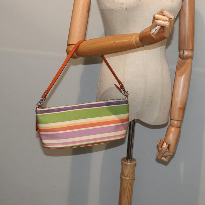 Burberry Nova Check Blue Label Hand Bag Canvas Orange Purple Auth ti1989
