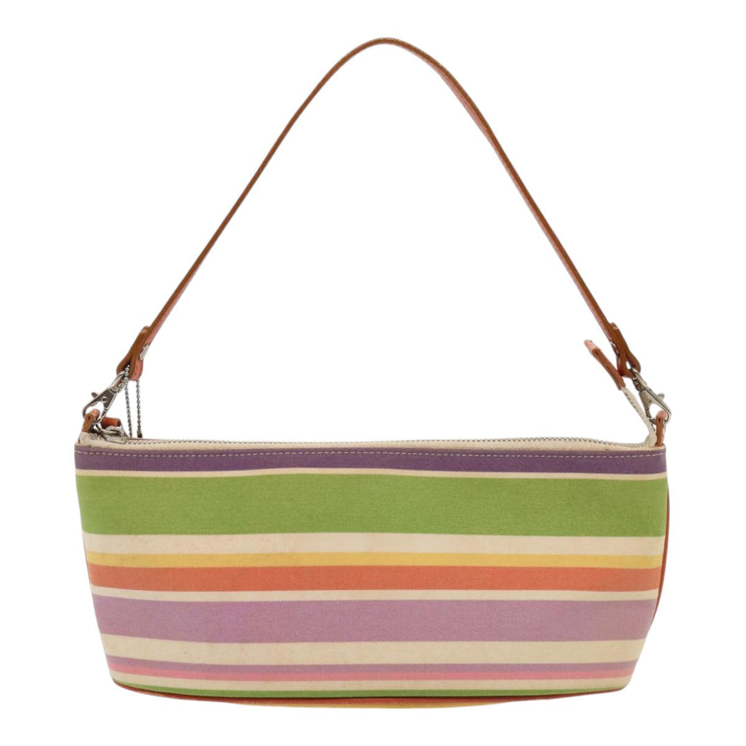 Burberry Nova Check Blue Label Hand Bag Canvas Orange Purple Auth ti1989