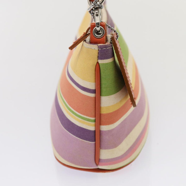 Burberry Nova Check Blue Label Hand Bag Canvas Orange Purple Auth ti1989