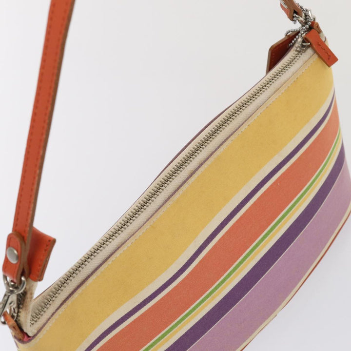 Burberry Nova Check Blue Label Hand Bag Canvas Orange Purple Auth ti1989