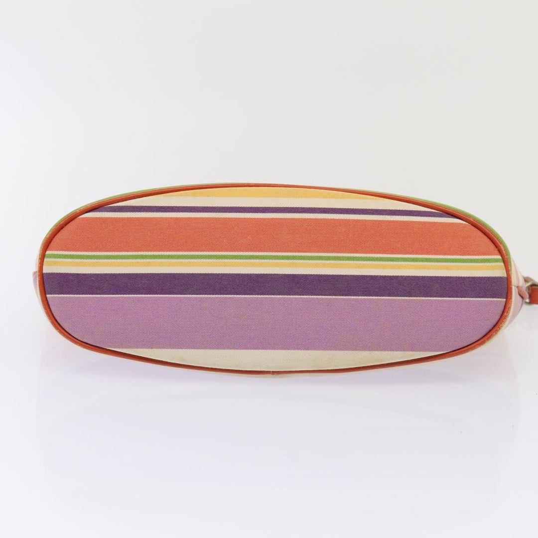 Burberry Nova Check Blue Label Hand Bag Canvas Orange Purple Auth ti1989