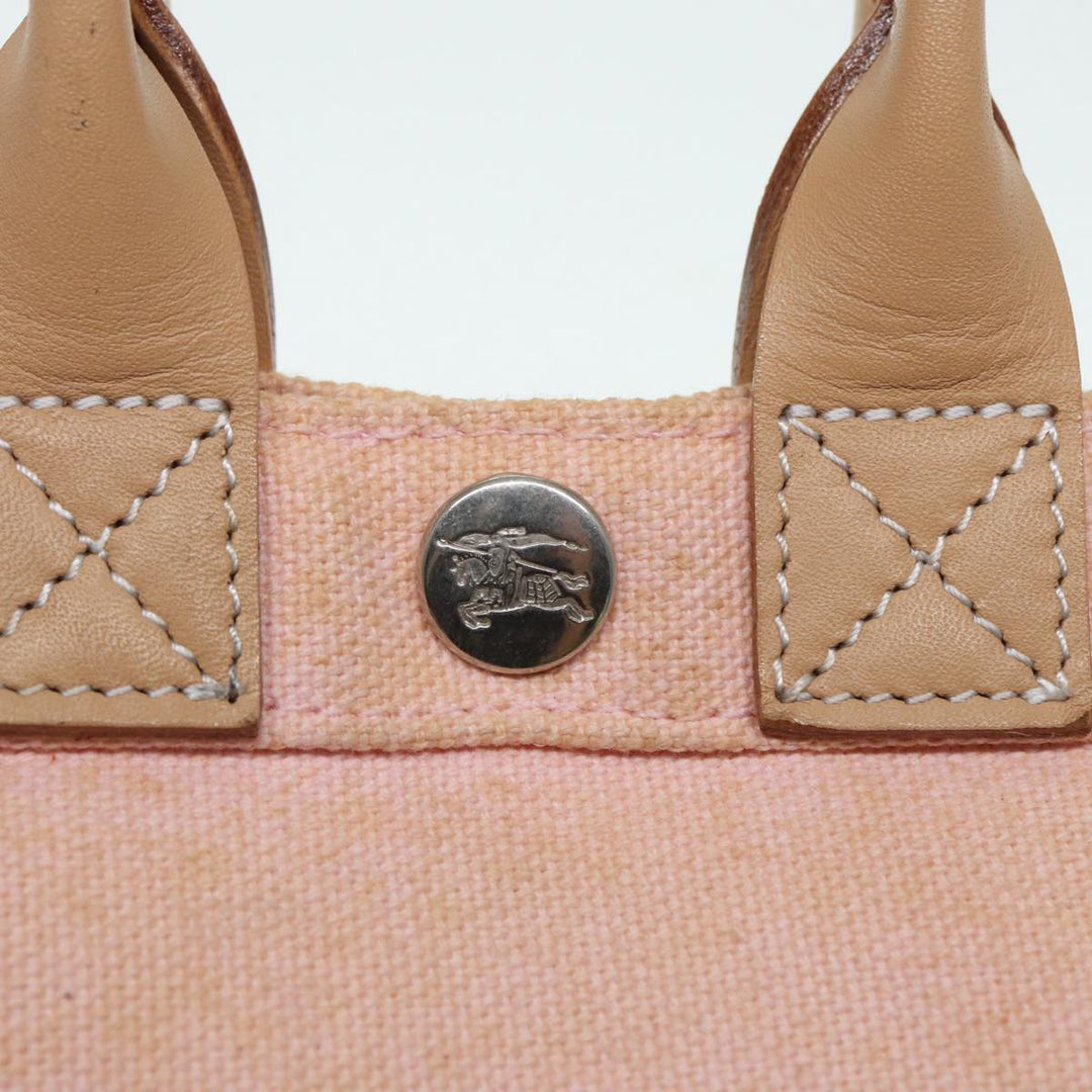Burberry Blue Label Hand Bag Canvas Pink Beige Auth ti1990